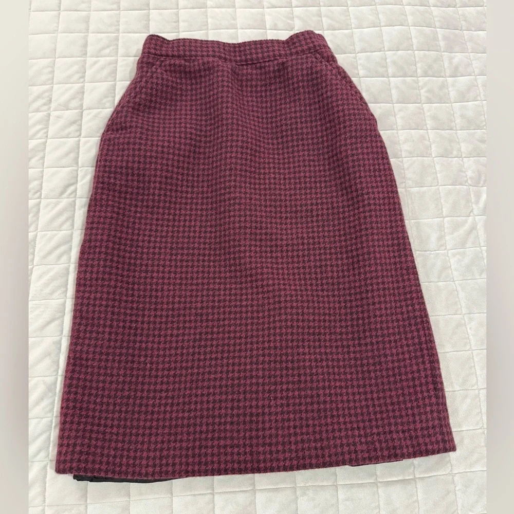 Vintage Giorgio Sant'Angelo Wool Skirt Houndstooth Red & Black/size 6